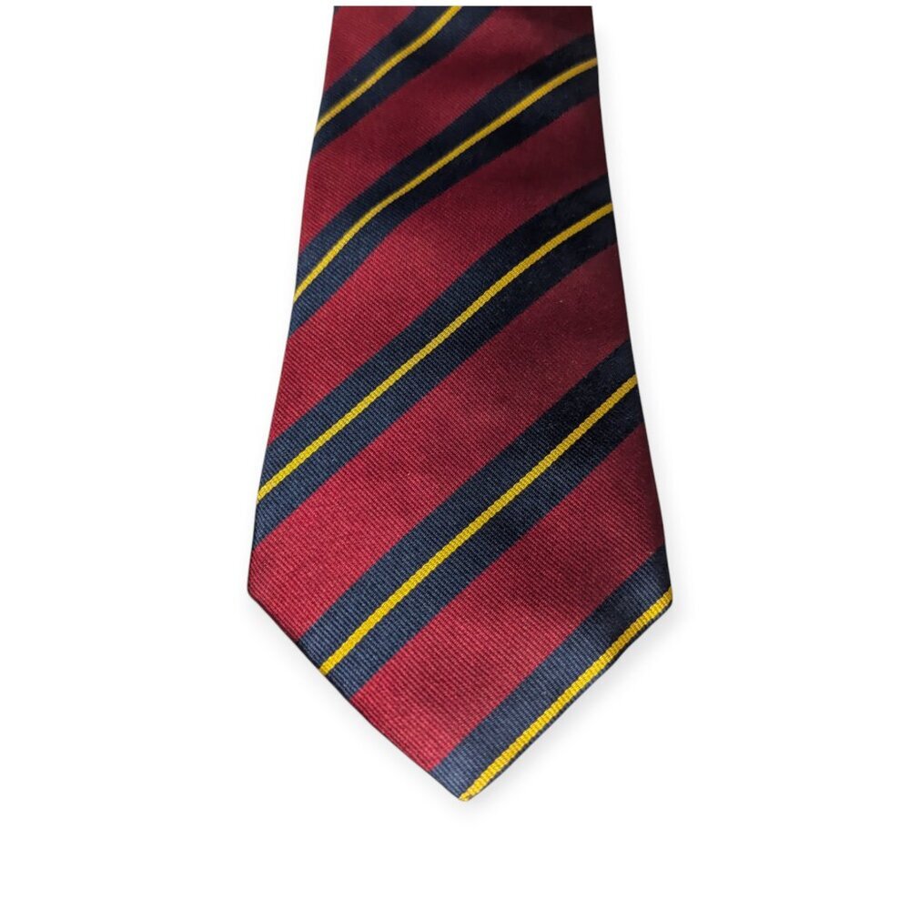 Land's End Red Diagonal Striped 100% Silk Tie